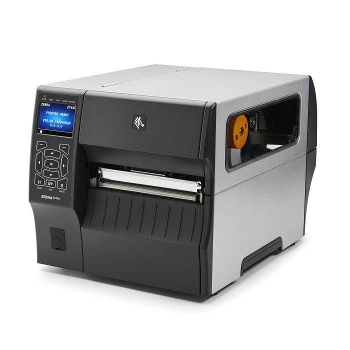 TT Printer ZT421; 6", 203 dpi, US Cord, Serial, USB, 10/100 Ethernet, Bluetooth 4.1/MFi, USB Host, EZPL